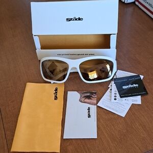 FLASH SALE Szade White Sunglasses with Gold Lenses